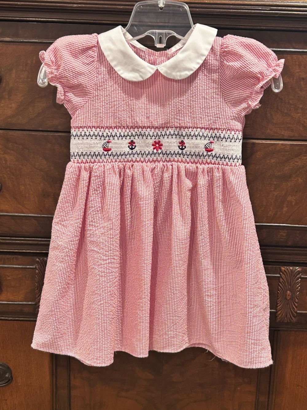Good Lad Seersucker Nautical Smocked Toddler Dress